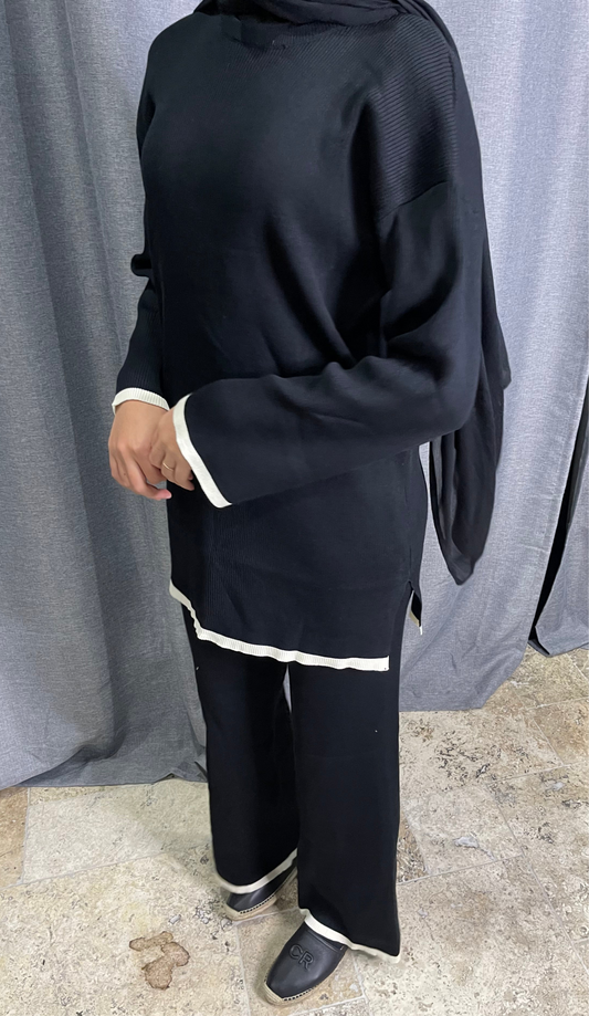 Black Knit Ribbed Set