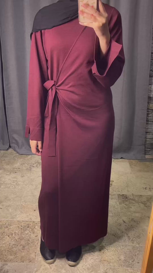 Maroon Wrap Knit Dress